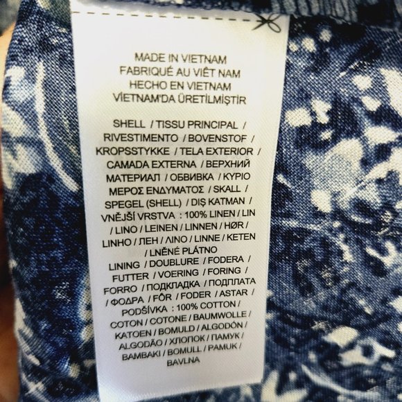 NWT LAUREN RALPH LAUREN PETITE LINEN BLUE PATCHWORK HANDKERCHIEF HEM DRESS 6P - Picture 10 of 15